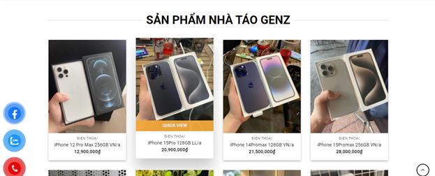 Sản phẩm của Điện thoại Táo Genz